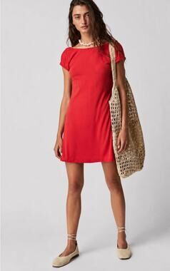 Free People Beach Rosalia Low Back Mini Dress Red Size XL
